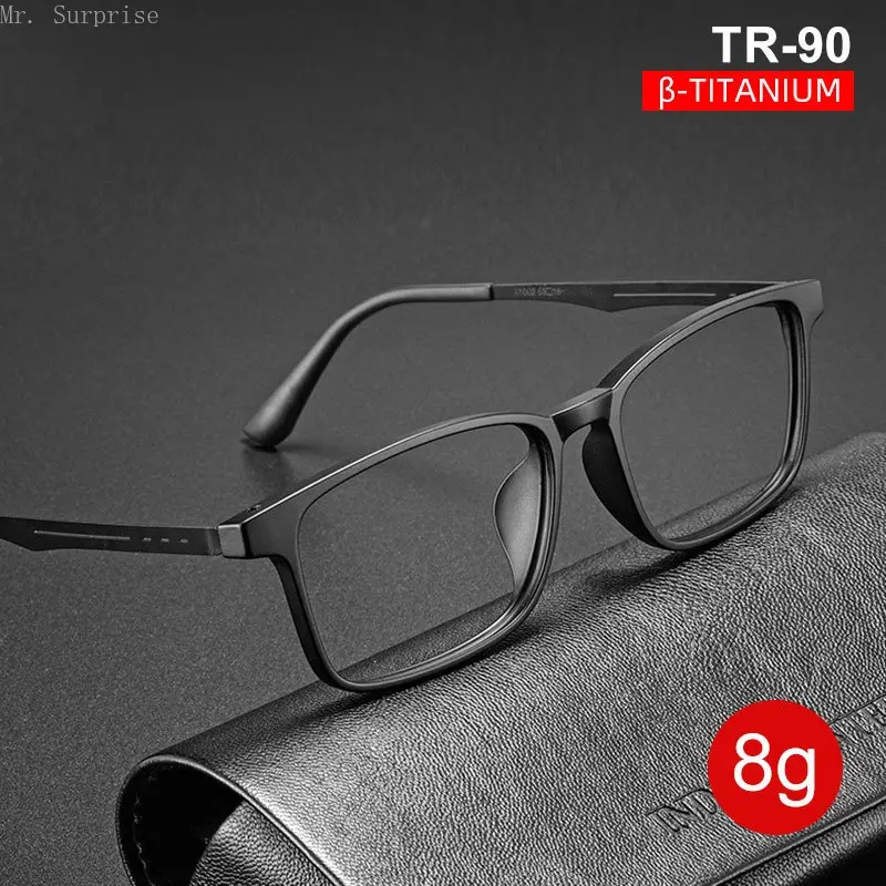 Unisex Full Rim Titanium TR Square Optical Frames, Retro Style Plain Glasses Frames for Adults' Casual Daily Wear, Supports Custom Prescription Lenses, Eyewear Fashion, Frames Non-Prescription Glasses