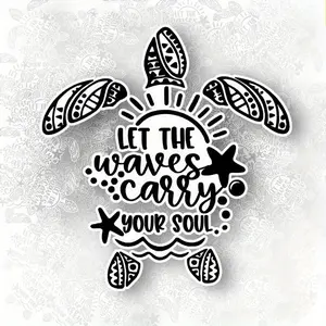 Tt040 Sea Turtle Vinyl Sticker, Durable Ocean Style, Matte Finish, Irregular Shape, Self-Adhesive, Waterproof for Glass and Metal Surfaces