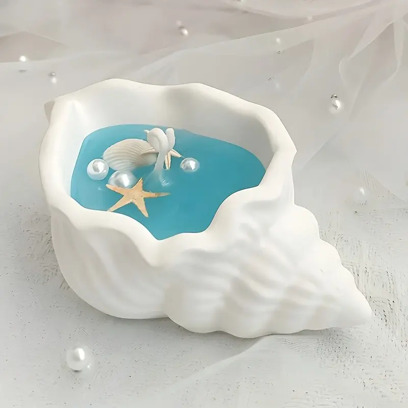 3D Sea Shell Silicone Mold, Ideal for Scented Candle Holders, Resin Jewelry Trays, DIY Cement Storage Boxes, Home Decor Succulent Pots
