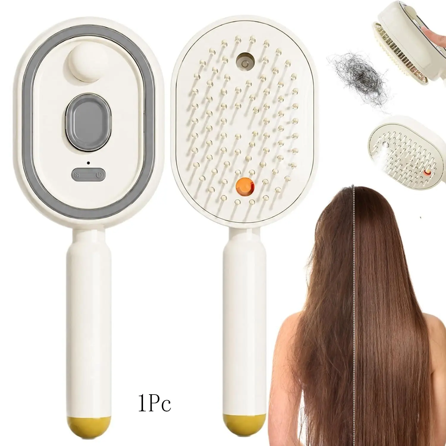 Electric Steam Hair Brush, Rechargeable Spray Hair Brush, Light Electric Mist Pad Comb, Reduces Frizz, Home Spa, Detangling, Scalp Care-Electric Spray Cushion Massage Comb, Anti Frizz Brush, Detangling Hairbrush, Detangler Brush