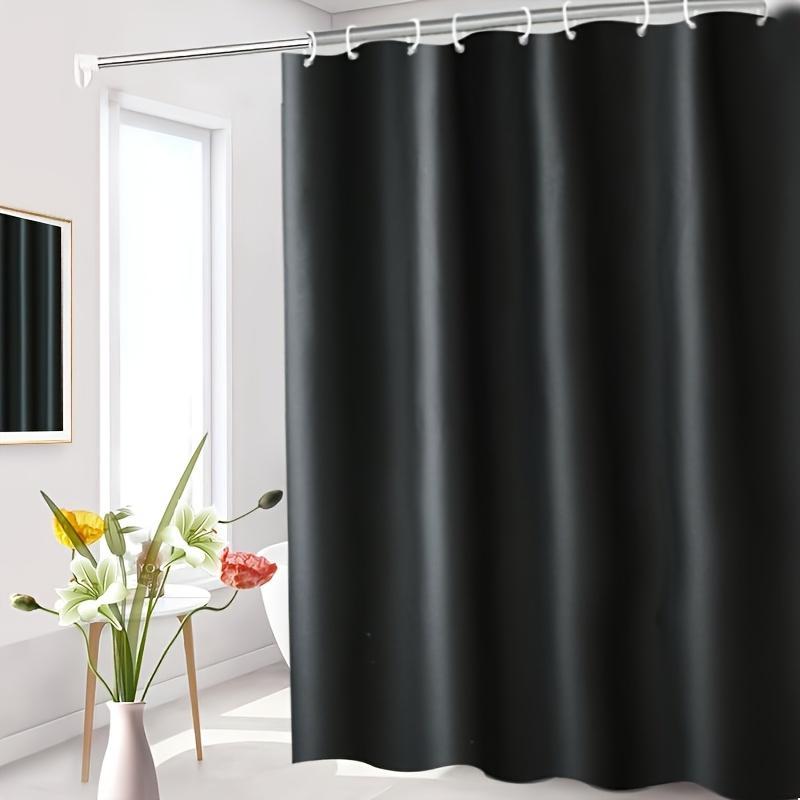 Solid Color Waterproof Shower Curtain, 1 Count Large Size Modern Simple Bathroom Accessory, Bathroom Decorative Curtain with Hooks, Bathroom Accessories for Home Use