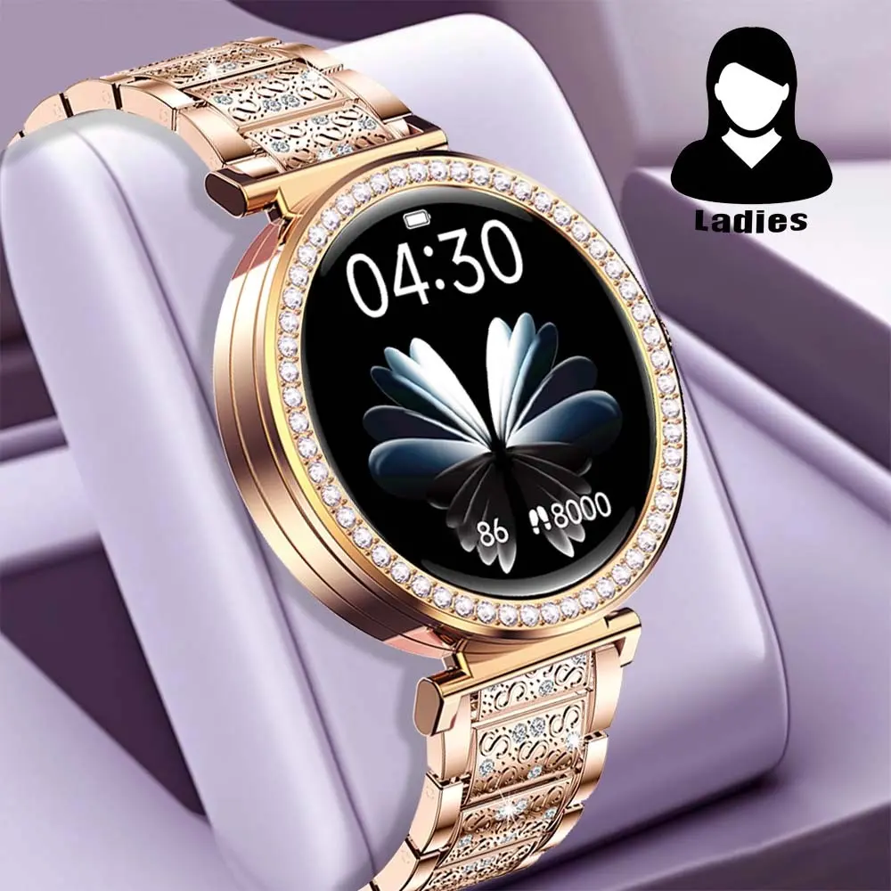 Ladies Smart Watch 1.46-inch HD Large Screen BT Call Digital Watch Health Tracker, Fitness Tracker Wearable Smartwatch, Sport Modes Notification Reminder Voice Assistant Motion Trajectory Custom Photo Android And iOS Systems Women