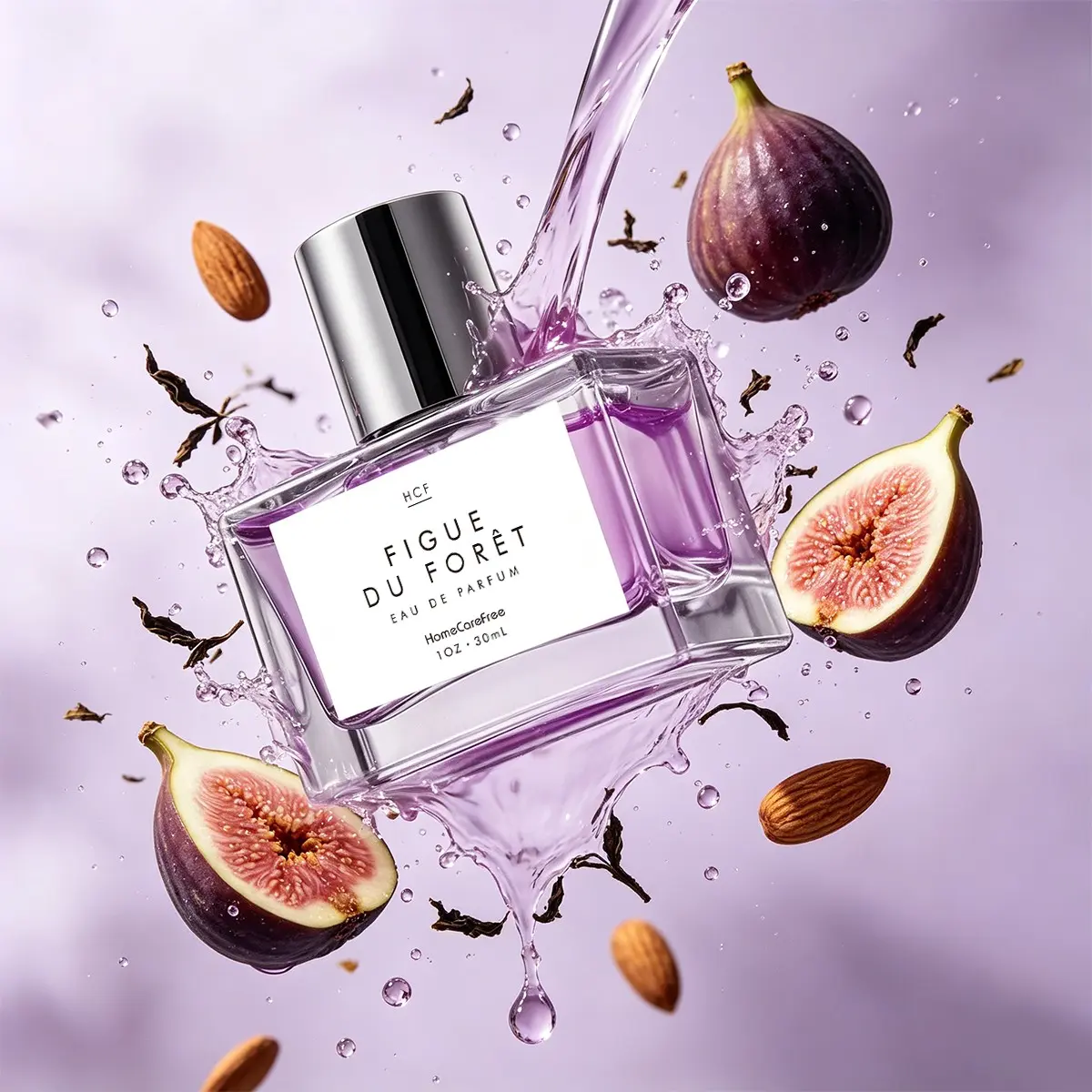 Figue Du Forêt Floral Scented Perfume, Juicy Fig & Grapefruit, Tea Jasmine Heart, Almond Cedar Base, Fresh Woody-Fruity Scent