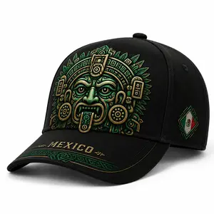 Mexico Baseball Cap Men Women Black Green Aztec Mask Graphic Hat Mexican Flag Patch Embroidered Adjustable Cap Mexico Pride Snapback Style Outdoor Sun Hat Soccer Fan Gift Casual Sports Streetwear Accessories