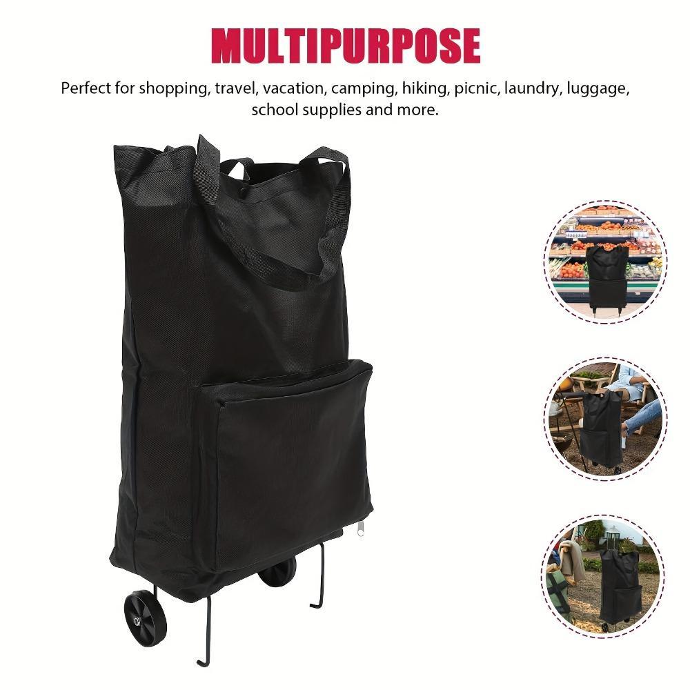 Foldable Rolling Shopping Bag with Wheels, Large Capacity Reusable Trolley Tote for Groceries, Laundry & Travel, Lightweight Space-Saving Design