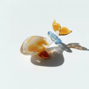 Handmade Translucent Colorful Fish Crystal Glass Pendant, Multi-use Ornament for Car & Window, Ideal for DIY Necklaces, Bracelets & Elegant Gifts (Cord Not Included)