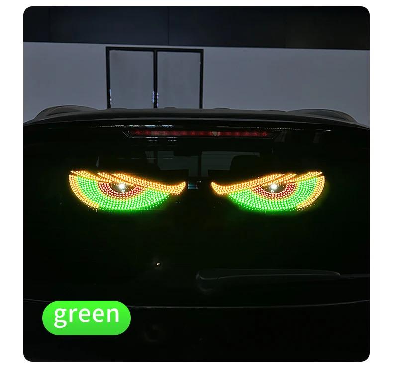 New Car Dynamic Devil's Eye Light Car Sticker Led Display Truck Car Front and Rear Windshield Glass Light Eye Warning Light