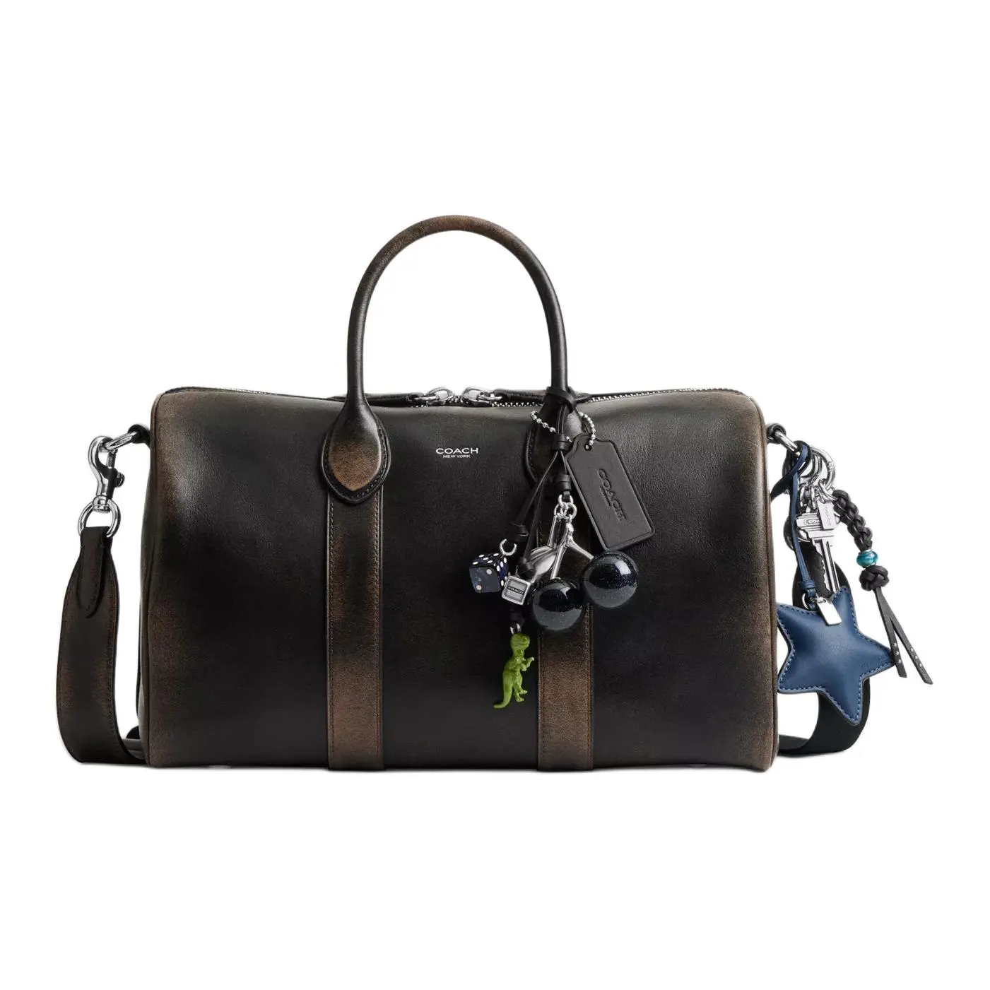 COACH Compsaa 34 Vintage Leather Zip Top Handle Bag – Unisex Large Black