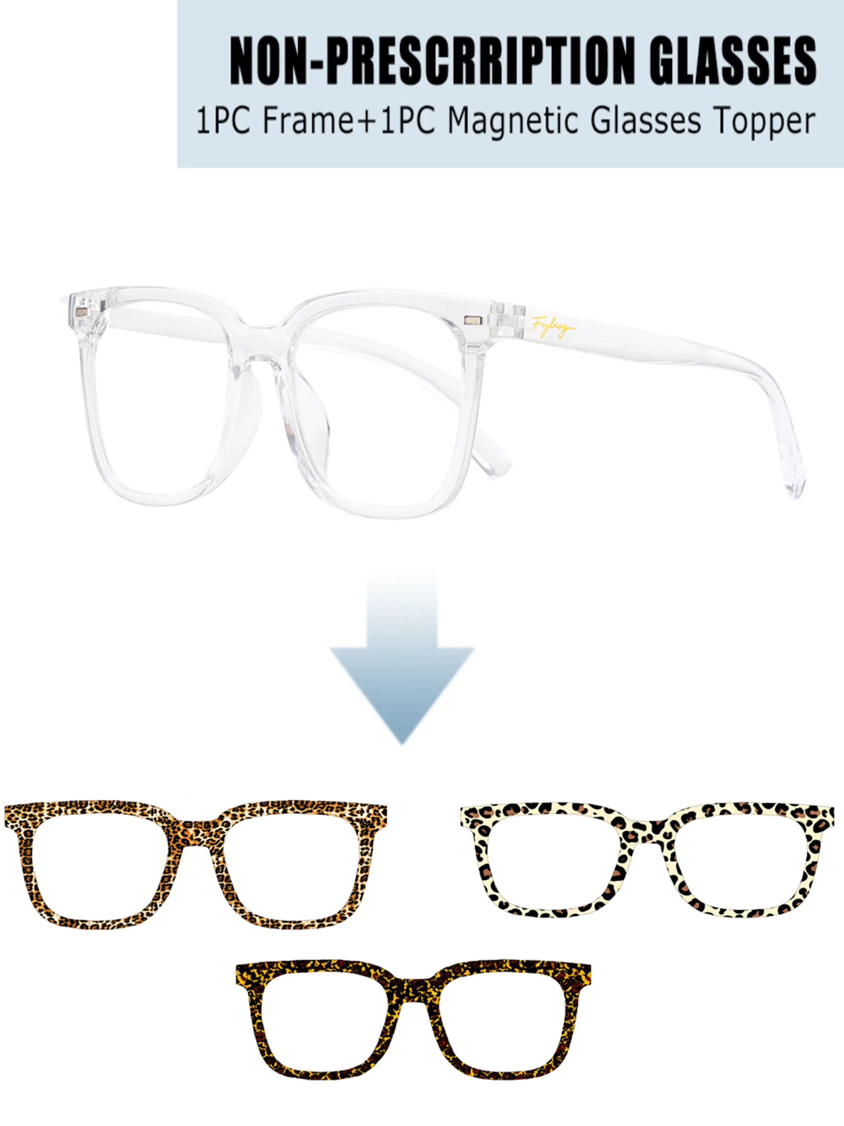 Fashion Square Women's Glasses, Replaceable Magnetic Leopard Pattern, Casual Style, Daily Wear, Street Fashion, Festive Occasions