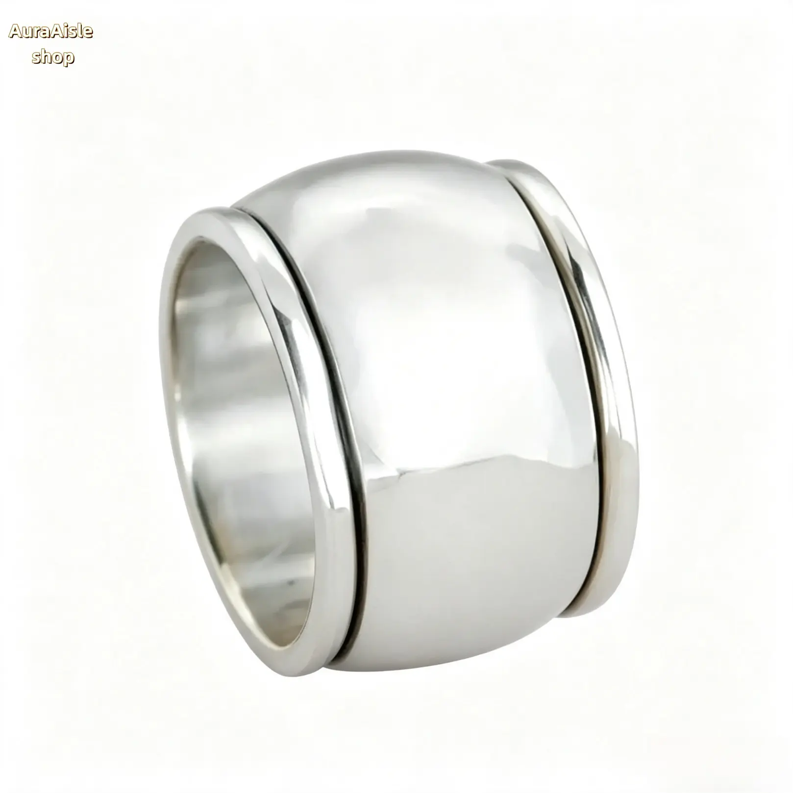 Vintage Simple Wide Band Ring, Sleek Polished Statement Ring For Women, Minimalist Fashion Jewelry Accessory, Versatile Daily Wear, Casual Outfit Decor, Ideal For Everyday Occasions And Thoughtful Birthday Gifting