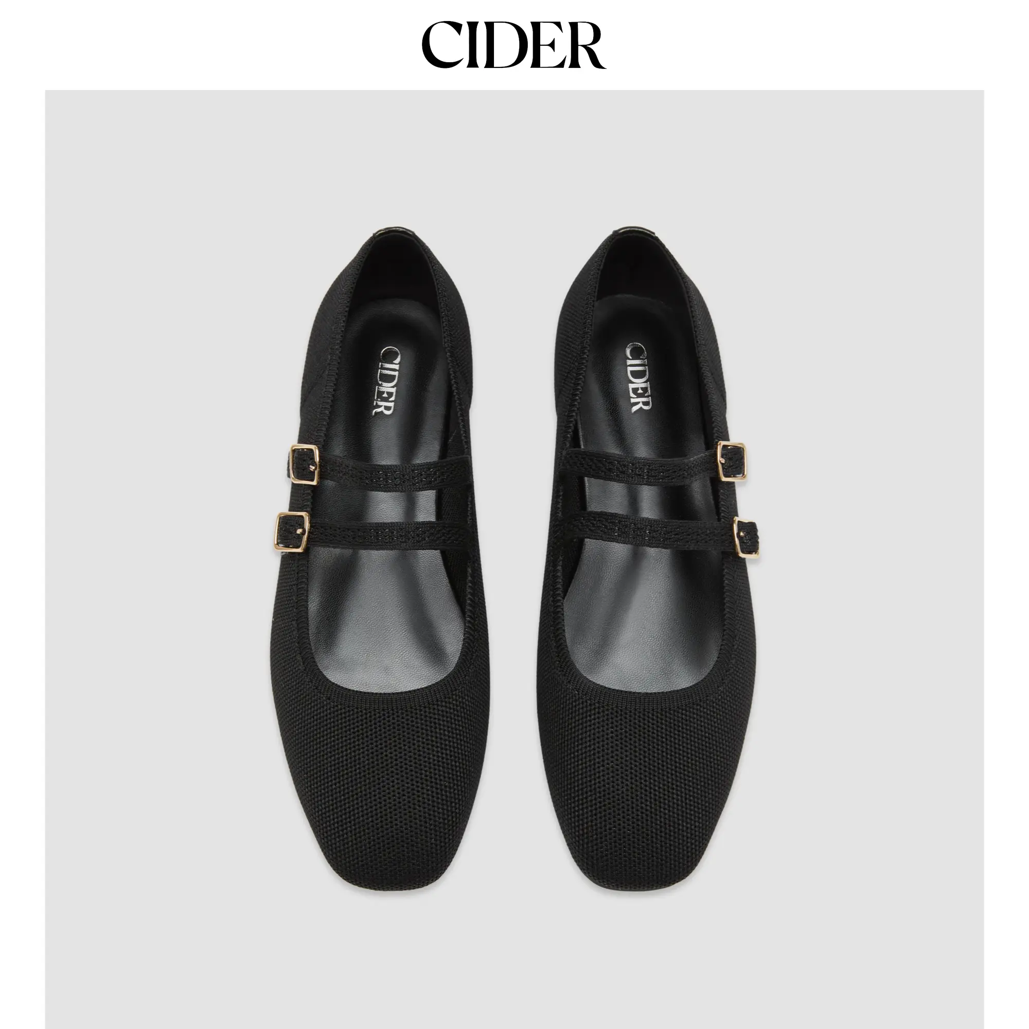Cider DOUBLE STRAP KNITTED MARY JANE FLATS SohoChic