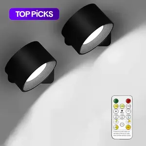 LED Wall Mounted, USB Rechargeable 360° Adjustable Angle Wall Light Rechargeable Wall Sconces With Remote Control & Accessory For Bedroom, Display Wall, Cabinet, Hallway #TOP PICKS