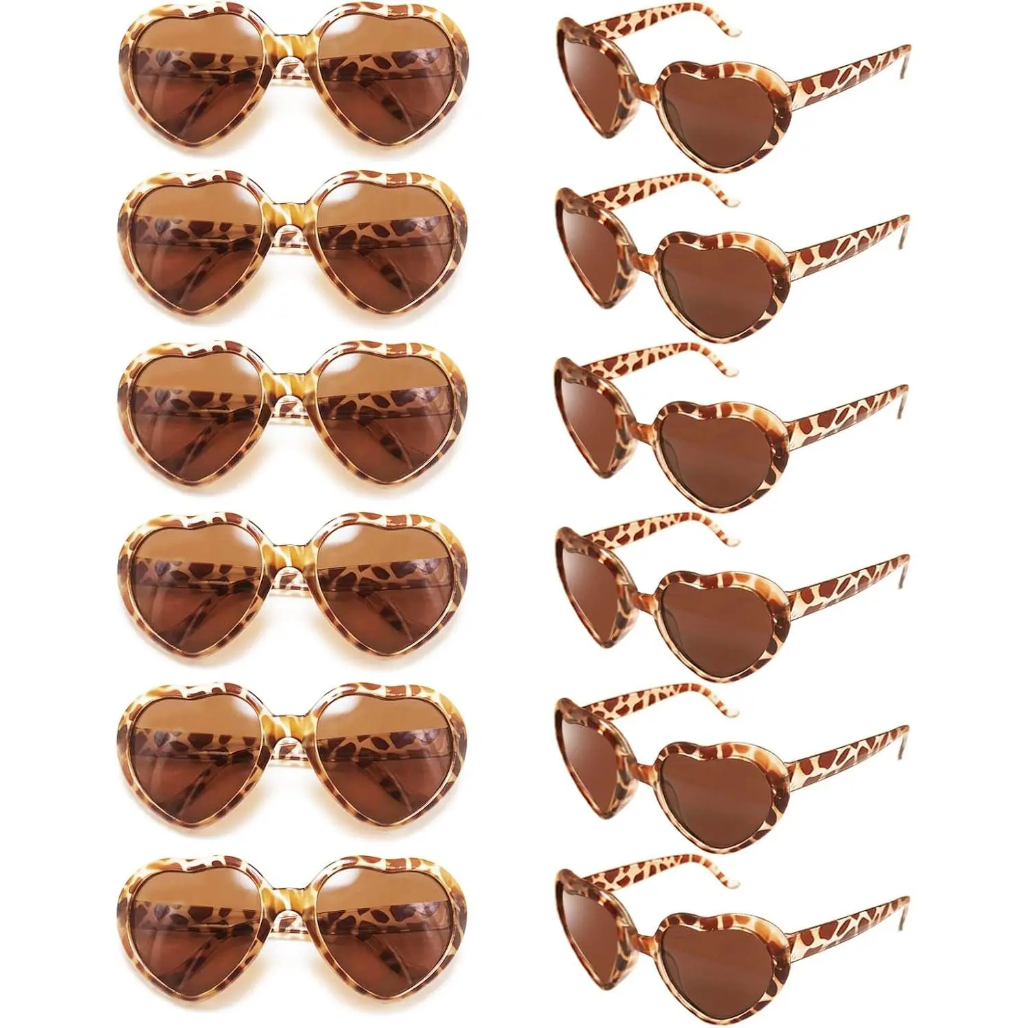 12 Pack Neon Colors Heart Shape Party Favors Sunglasses Unisex Wholesale