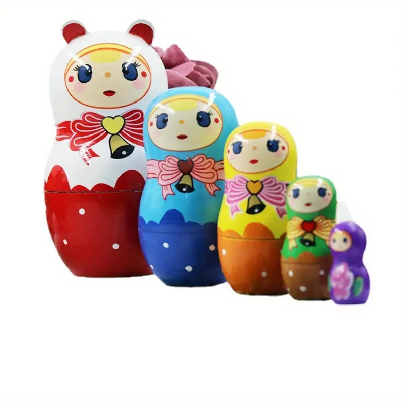 Russian nesting doll with five layers of high-quality wooden animals, creative home decor, wooden crafts decoration, accessories, ornaments, gifts, creative gifts, children's puzzle toys