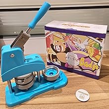 Blue Button Maker Machine 58mm (2.25 inch), DIY Button Pin Maker Machine Comes with Free Button Parts, Circle, Cutting Board, Pattern Paper, Holographic Bags, Colored Film, and Protective Case