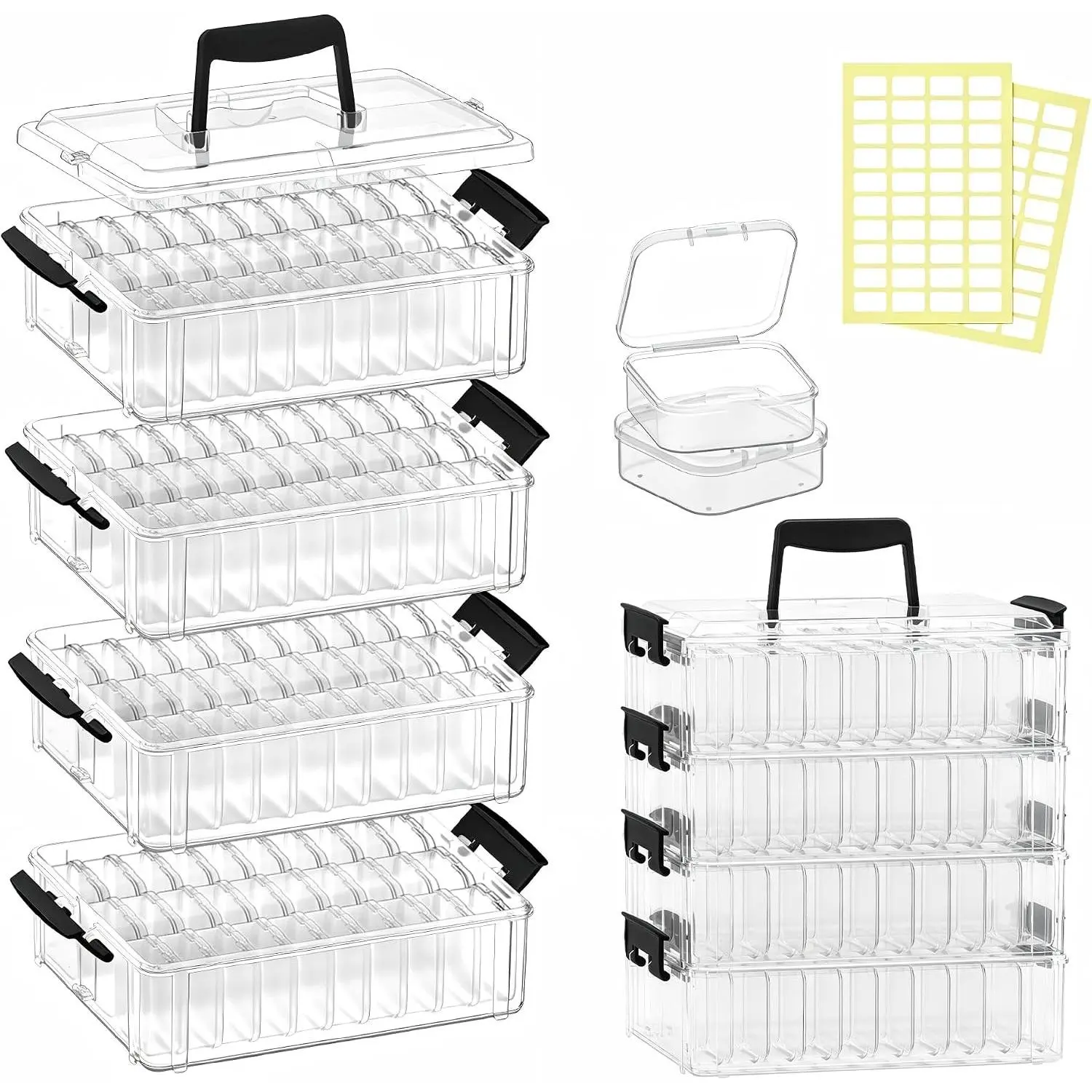 120 Pcs 4-Tier Large Capacity Stackable Bead Organizer Box, Portable Plastic Bead Storage Containers for Jewelry Making, Bracelets, DIY, Nail Art Charms