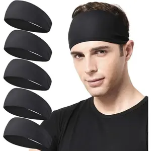5-Pack Men’s & Unisex Sports Headbands – Sweat-Wicking Stretchy Athletic Hairbands for Running, Cycling, Basketball, Yoga & Fitness, Comfortable Performance Sweatbands for Daily Active Weard