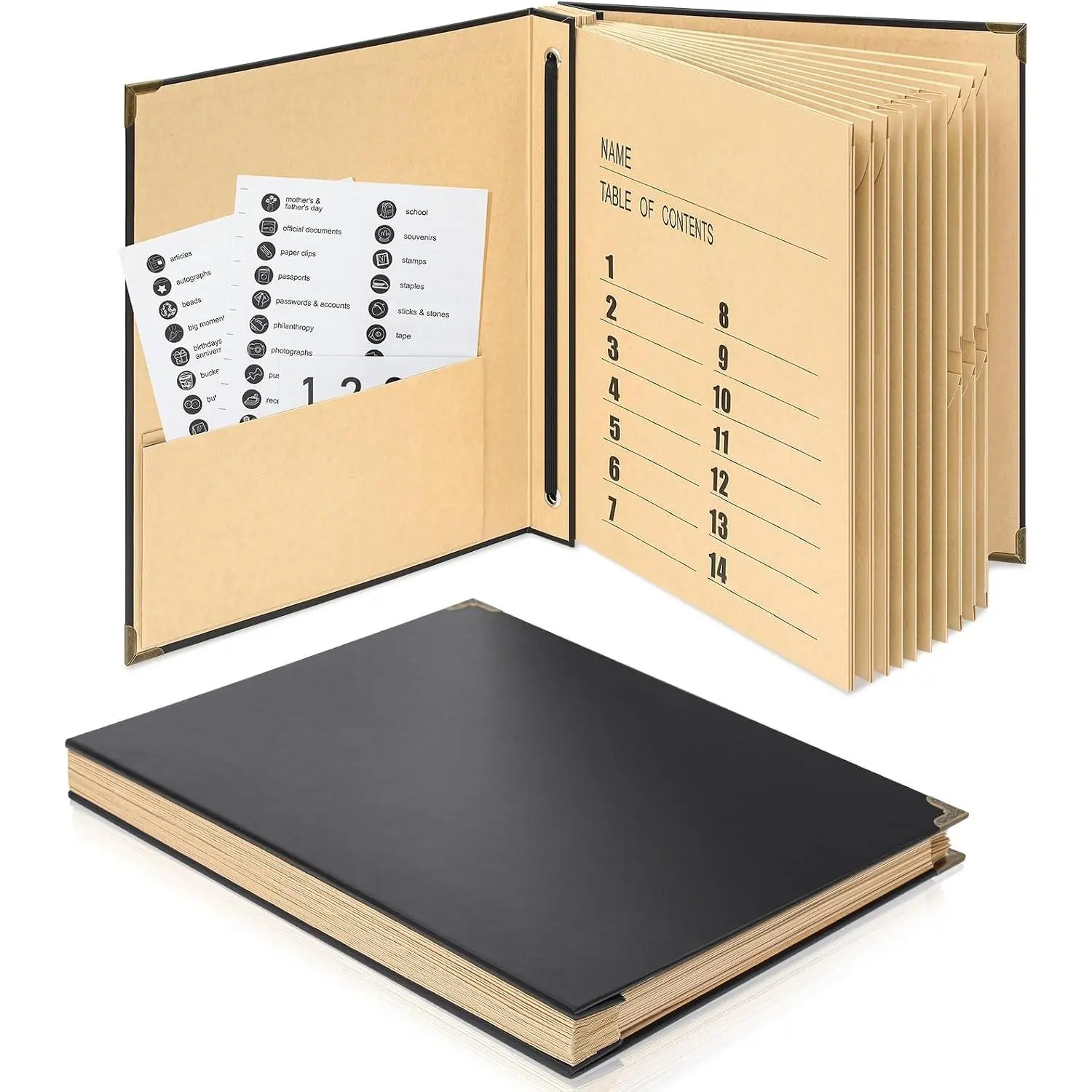 in Case I  Binder with Labels, Important Document Organizer for Family, Birth , Estate Planning Folder, , Passwords, Photos, Will &  Information(Black)