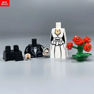 MOC Bricks Bride groom wedding Party Scene Figure Dress Ring Little Boy Girl Educational Building Blocks DIY Toys Xmas Gifts