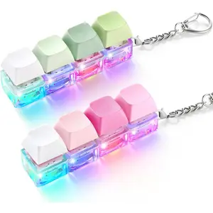 2 Pack Keyboard Fidget Toy Light Up – Clicky & Silent Keyboard Clicker Fidget Keychain – Quiet Fidget Toys for Adults, Sensory Toy for Boost Focus & Calm Anxiety at Work, Travel – Stress Relief Giftsfidget toys