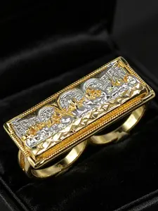 Men's Punk Hip-Hop Last Supper Religious Double Ring, Statement Rings, Daily Wear, Party, Prayer, Gift for Friends, Father, Valentine's Day, Easter, Halloween, Fashion Rings
