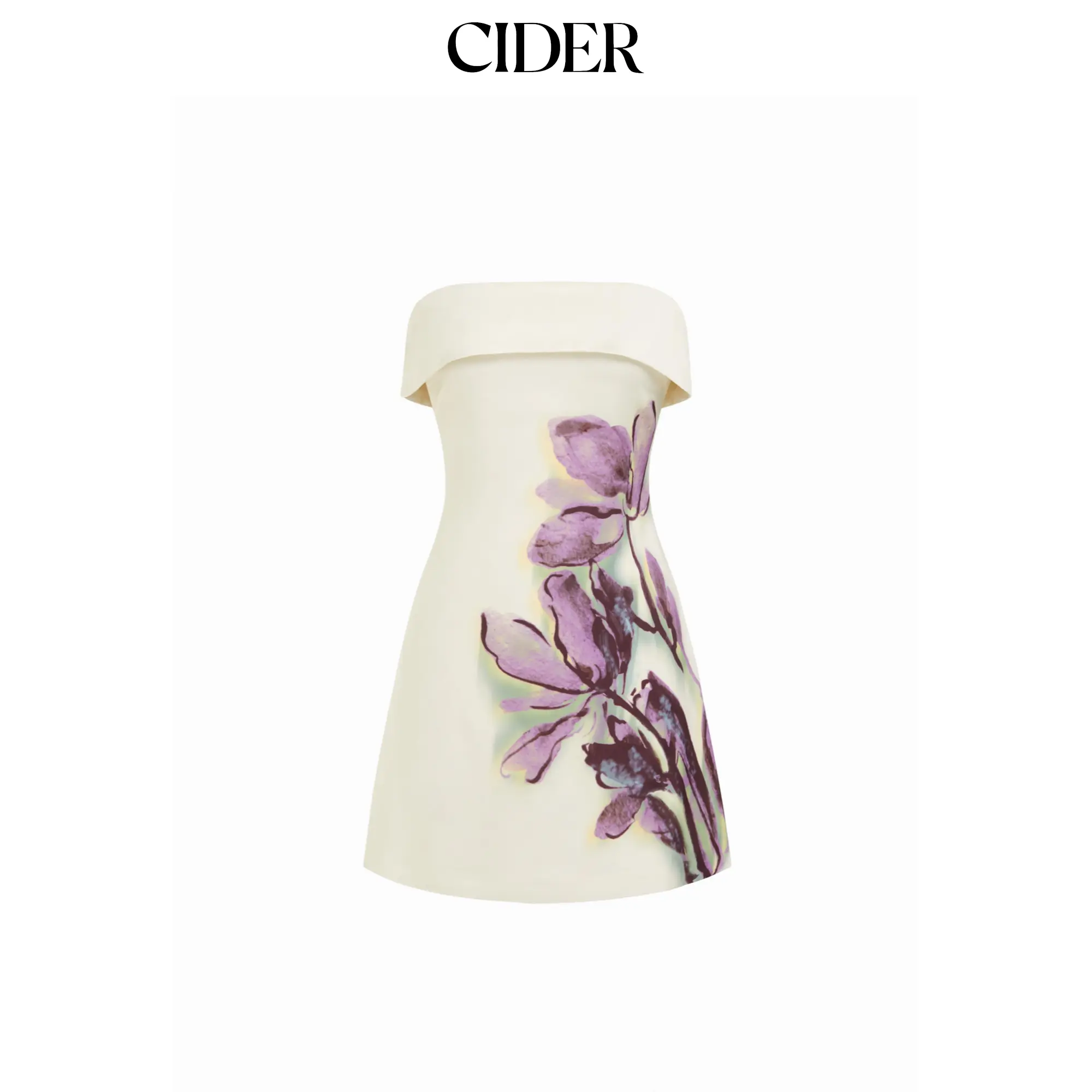 Cider Satin Floral Strapless A-line Mini Dress SohoChic Cider Satin Floral Strapless A-line Mini Dress SohoChic