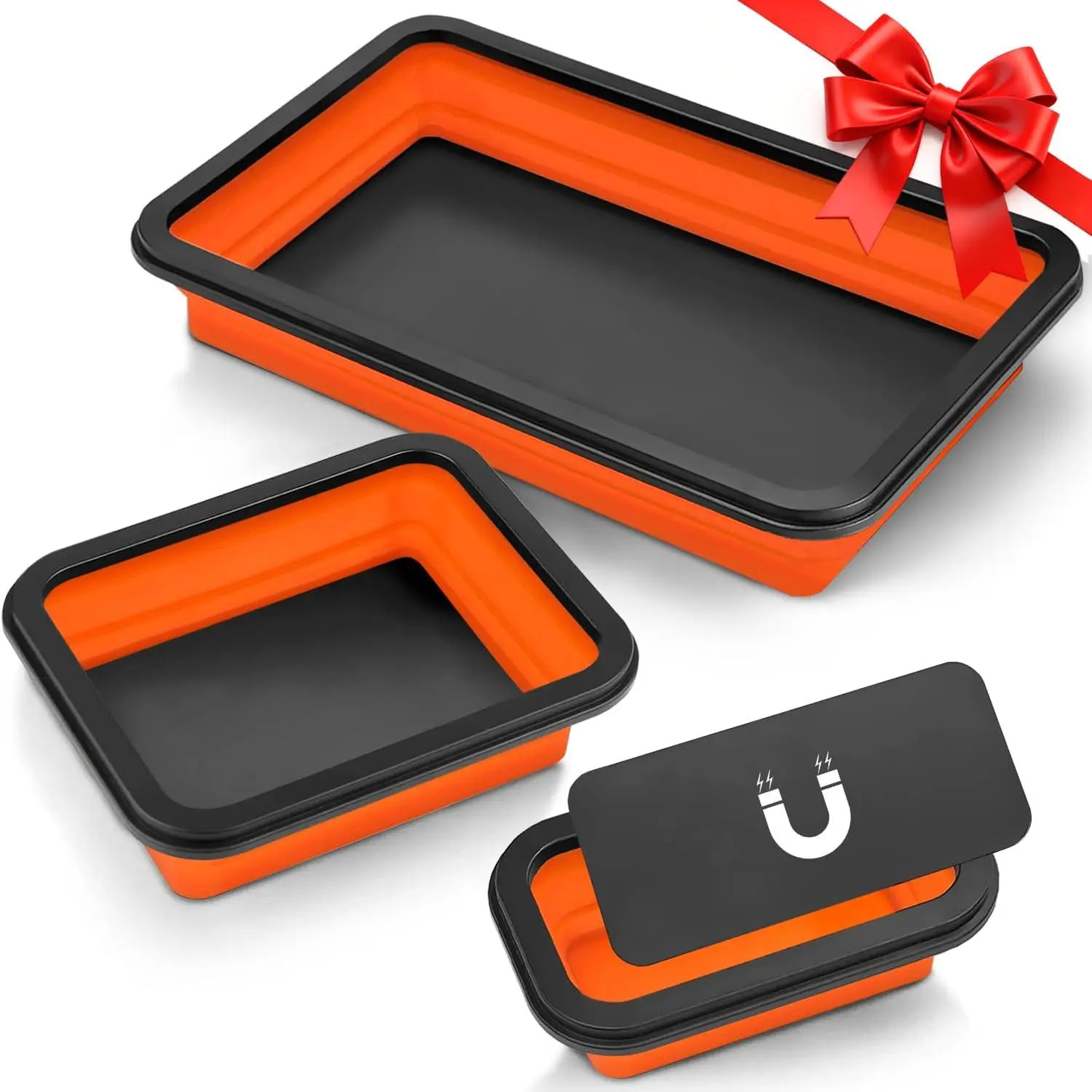 Collapsible   Tray Set, 3 Different Size Foldable   Tool Trays for , Screws, Nuts and Other Small Metal , Mechanic Tool for Men