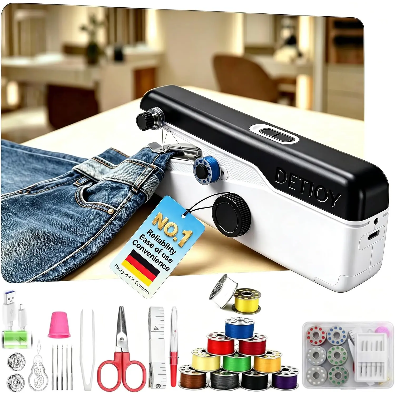 2026 Anti-Tangling Sewing Machine - 10000+ Tested, Auto-Feed, Mini Size, Plastic Body, Portable Craft, Travel-Ready, Black