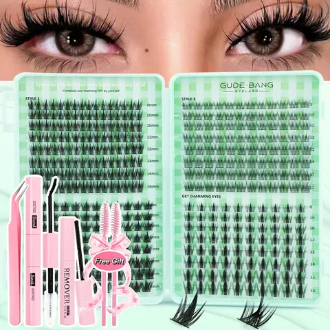 400pcs Fairy False Lashes Kit, Includes Glue, Tweezers, Remover & Natural Fluffy Clusters, DIY Lash Cluster, Perfect for Beginners, Daily Wear, Ideal Holiday Gift Set