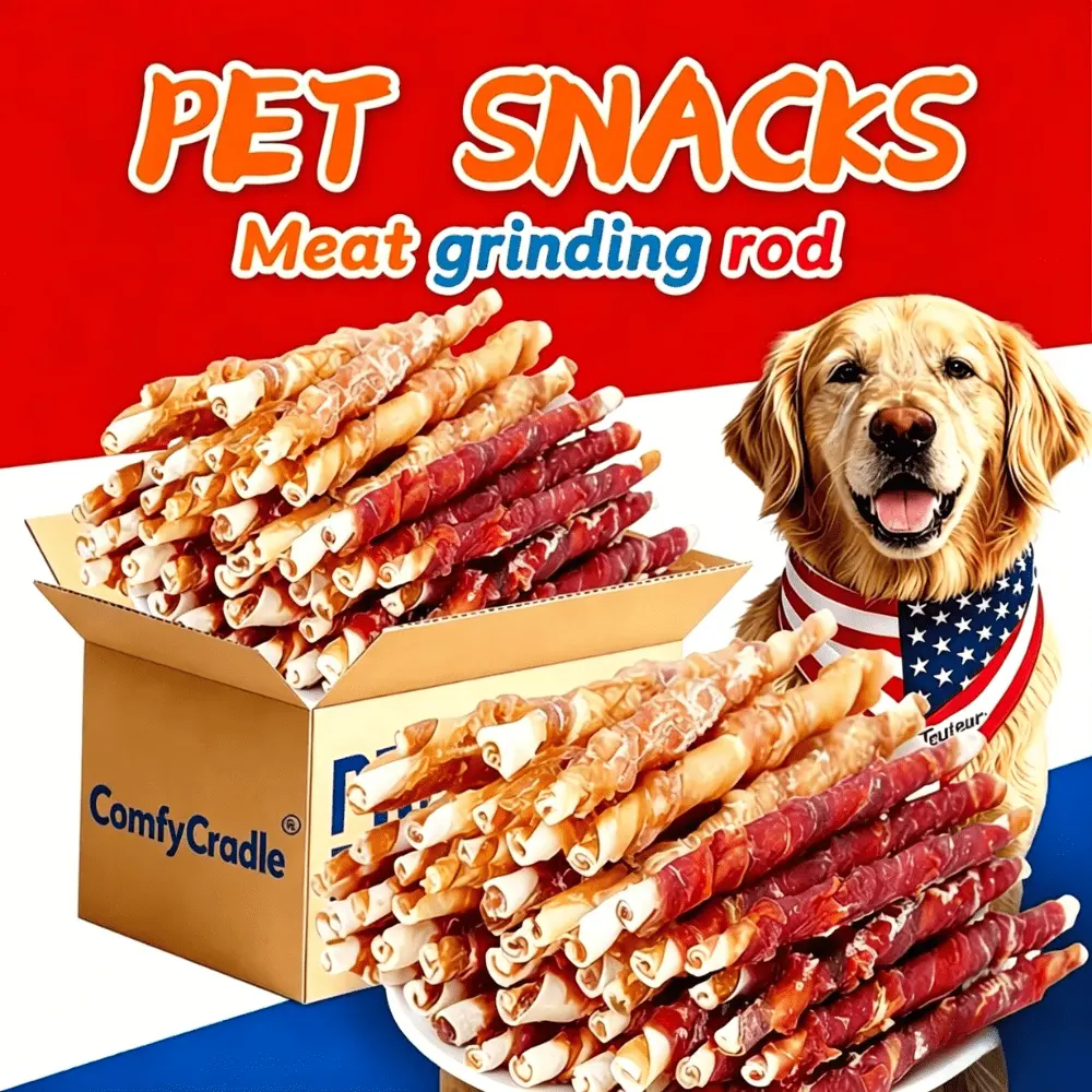 ComfyCradle Chicken & Duck Beefhide Wrap Dog Chews - 1kg Energy Supplement, All Ages Daily Fixed Snacks, Real Beefhide Tough Chewy Core, Lean Chicken & Duck Wrap, Easy-to-Hold Length for Extended Chewing, Instinct-Satisfying Design, 24-Month Shelf Life, D