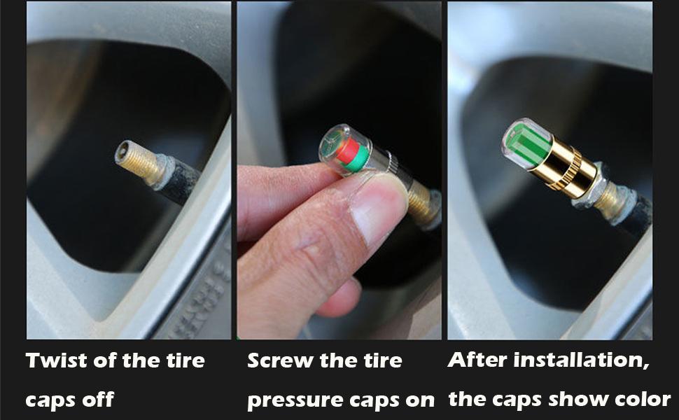 [4 PCS ]Car Auto Tire Pressure Monitor Valve, Car Pressure Monitor Valve Stem, Tire Pressure Monitor Valve Stem Cap for Medium-Sized, Small, Motorbikes, Bicycles