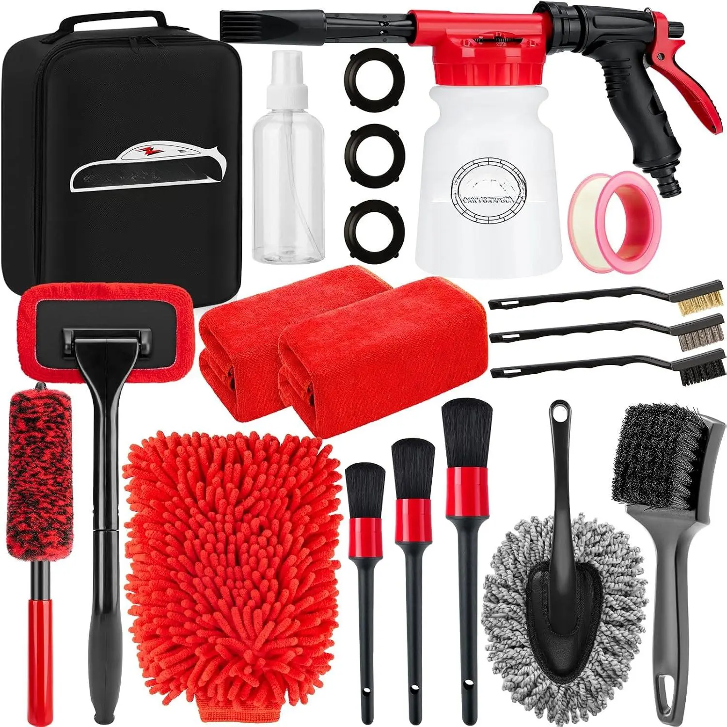 16 count  Wash Cleaning Kit with   Sprayer Detailing Brushes Windshield Cleaning Tool Rim and Tire Brush Towels Complete Interior Exterior Detailing Set for