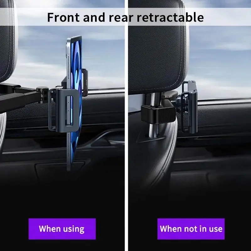 Telescopic Car Phone Holder for Rear Row Tablet Holder Anti Shake Tablet Mount Universal Auto Phone Stand for 4-12.9 Inch iPad Adjustable Foldable Holder