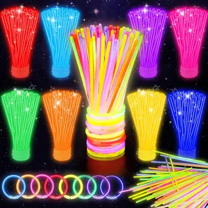 100 Glow Sticks Bulk Party Pack, 8” Neon Glow Sticks, DIY Glowsticks with Connectors Bracelets & Necklaces, Glow in the Dark Party Supplies for Kids, Adults, Parties, Halloween & New Yearfidget toys