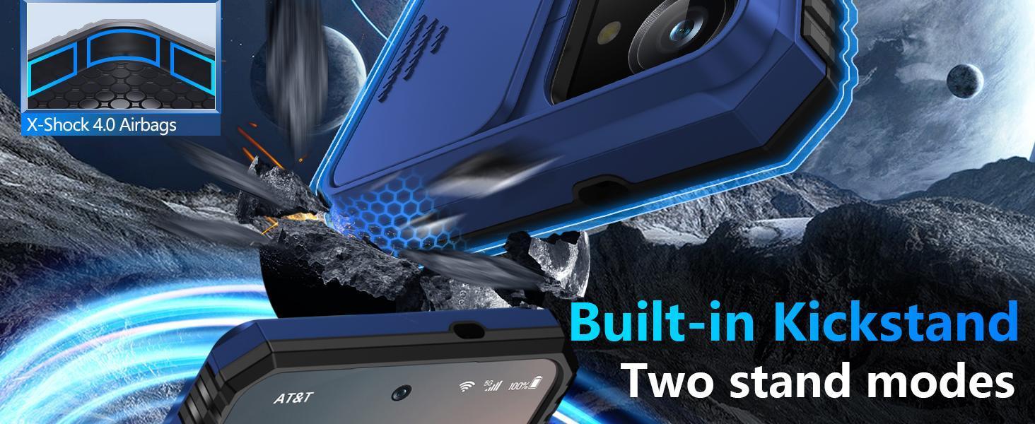 for Samsung Galaxy S25 FE Case with Screen Protector & Slide Camera Lens Cover, Built-in Magnetic Ring Stand Shockproof Protective Phone Case for Samsung S25 FE Case (Blue)