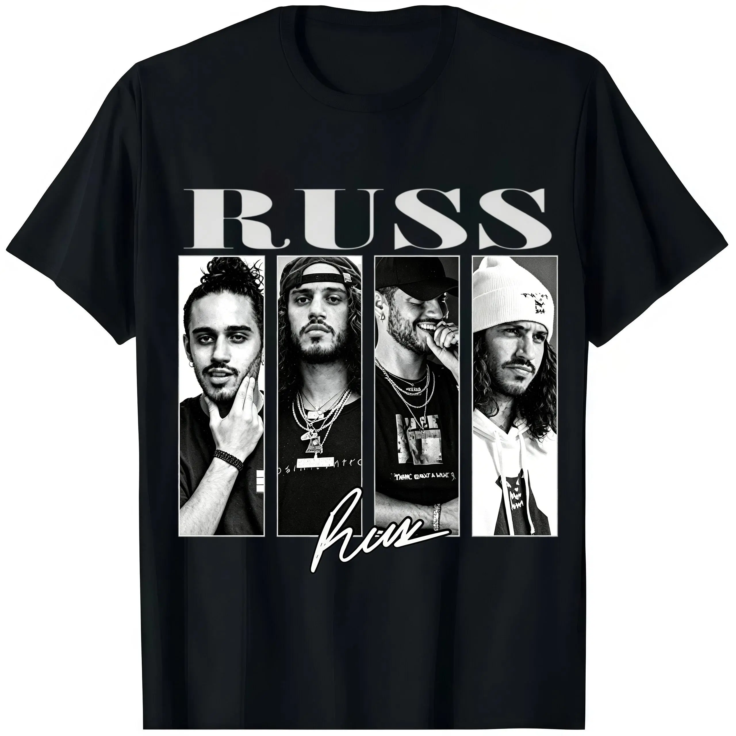 Men's Russ Inspired Graphic T-Shirt, Basic Cotton Menswear Top, Stylish Round Neck Tee for Casual Outfits and Concerts, Tops, Shortsleeve