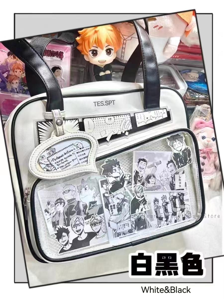 Unisex Graffiti Cartoon Fashion Ita Bag Japanese Style Kawaii Shoulder Crossbody Bags Transparent Front Pocket DIY Tote Handbags