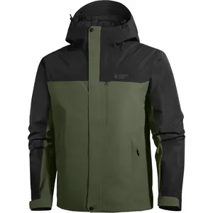 Pioneer Camp Mens Rain Jacket Waterproof Shell Jacket Hooded Lightweight Rain Coat for Outdoor Hiking 4 Pockets Windbreaker