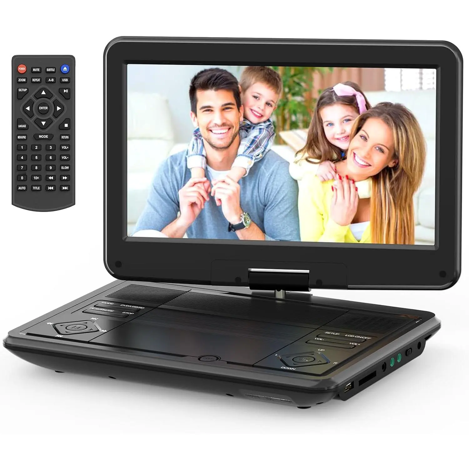 11.5" Portable DVD Player with 9.5" Swivel Screen, 5-Hours Rechargeable , DVD Player,Support CD/DVD/SD Card/USB,Regions Free, Speakers, Black…