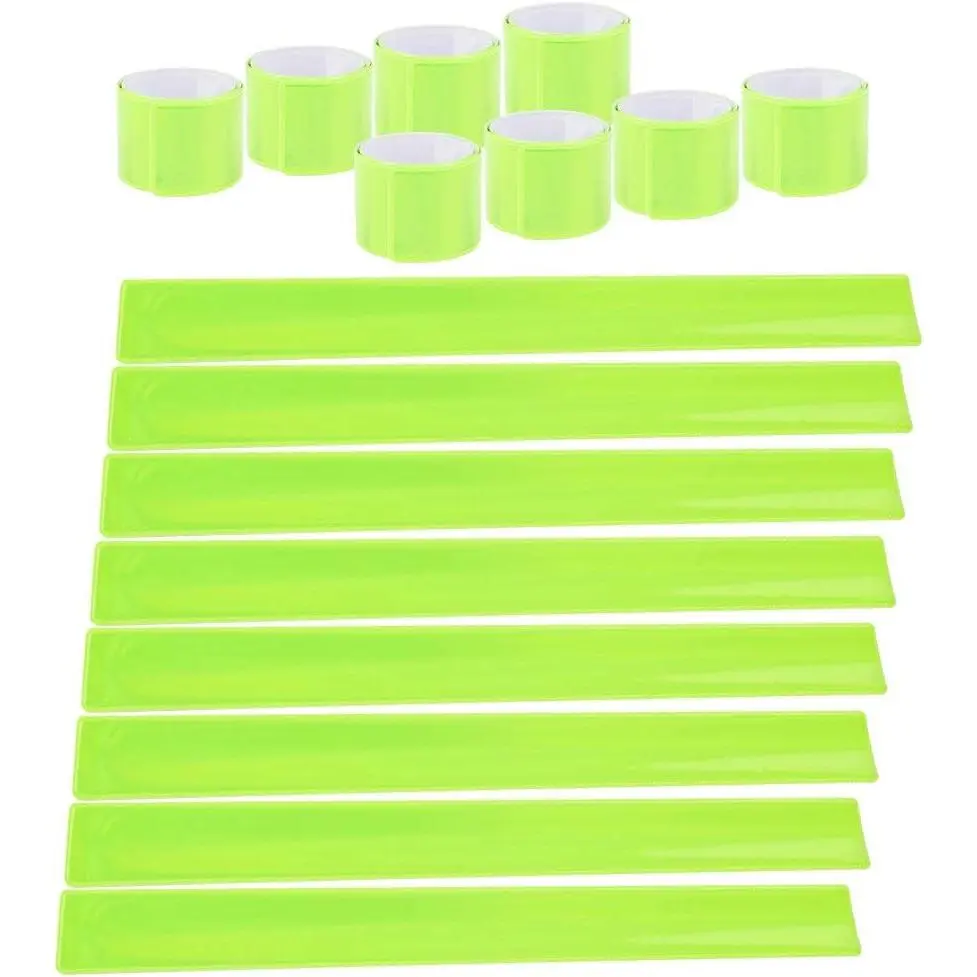 20 Pcs Reflector Snap Bands Fluorescent Slap Armbands High Visibility Slap Reflector Strips Safety Bands  Children Adults Boys and Girls When Cycling Running Hiking Jogging