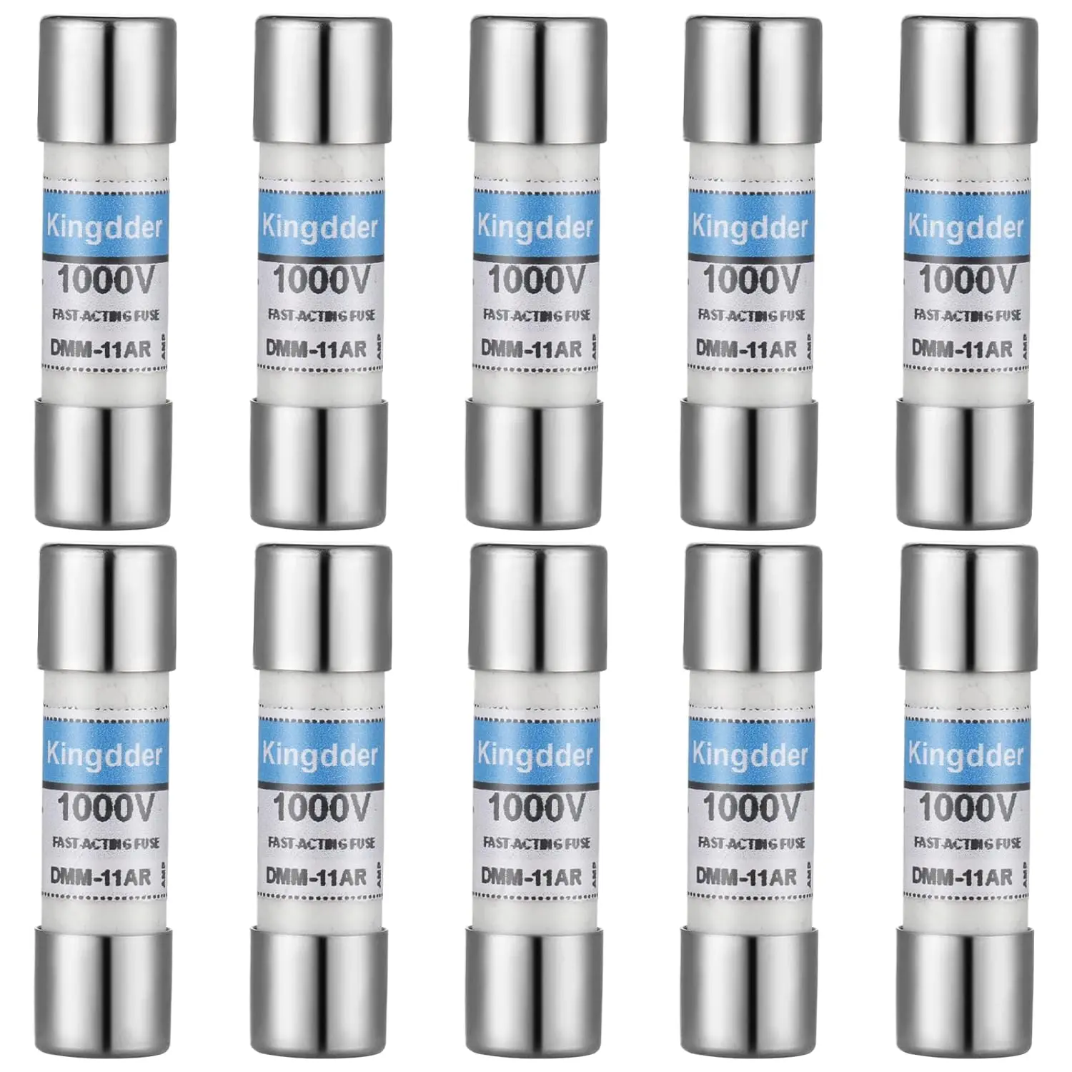 Ceramic Brass Digital Multimeter Fuses, 11A 1000V DMM Replacement Parts, 10x38mm 3/8-Inch Size, 10 Pcs