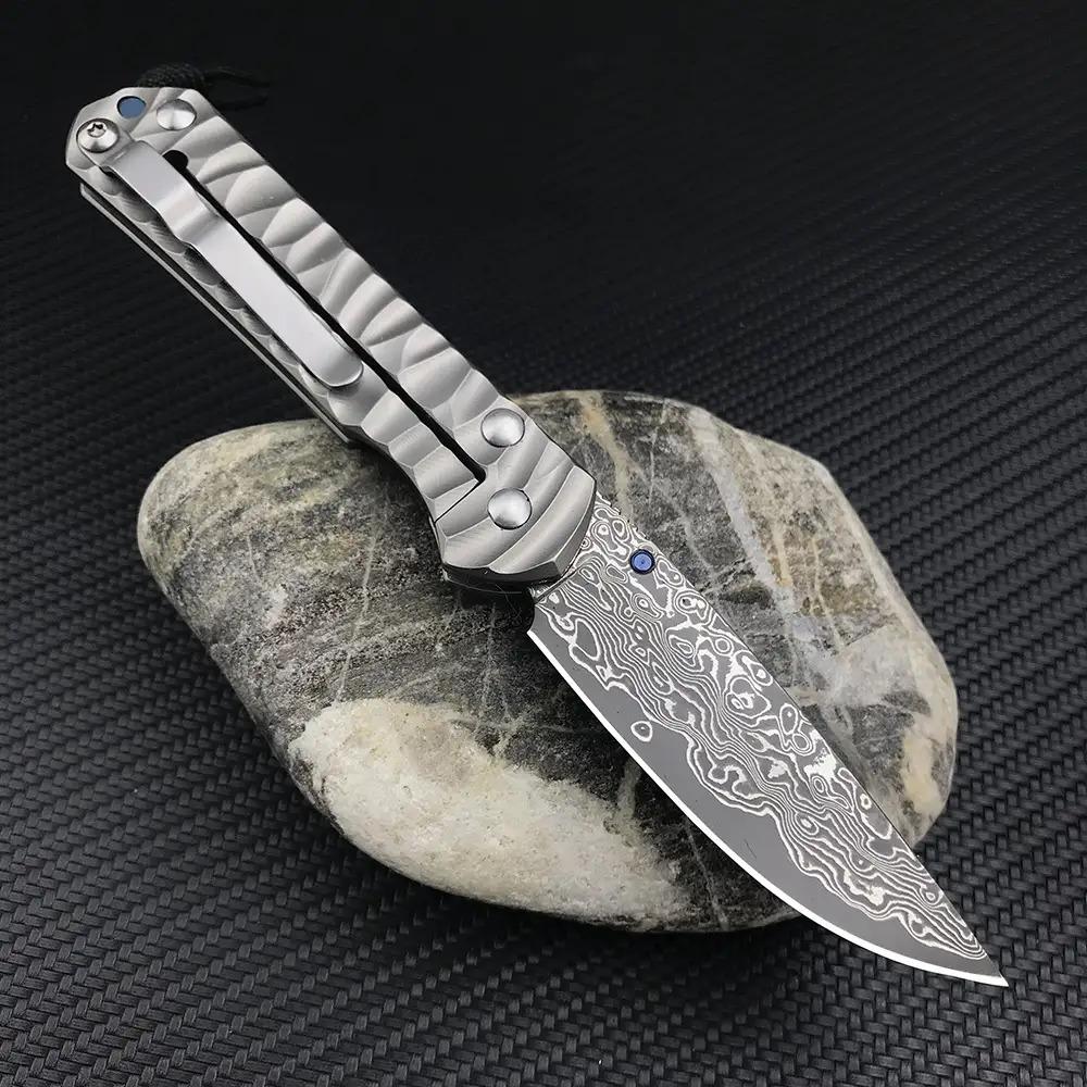 Chris Reeve Damascus  Folding Knife, High Hardness Multi-Purpose  Tool for  Hiking Camping,Gear Stylish Pocket Clip Secure Grip Knife Well Designed Blades set edc  men,Christmas gift
