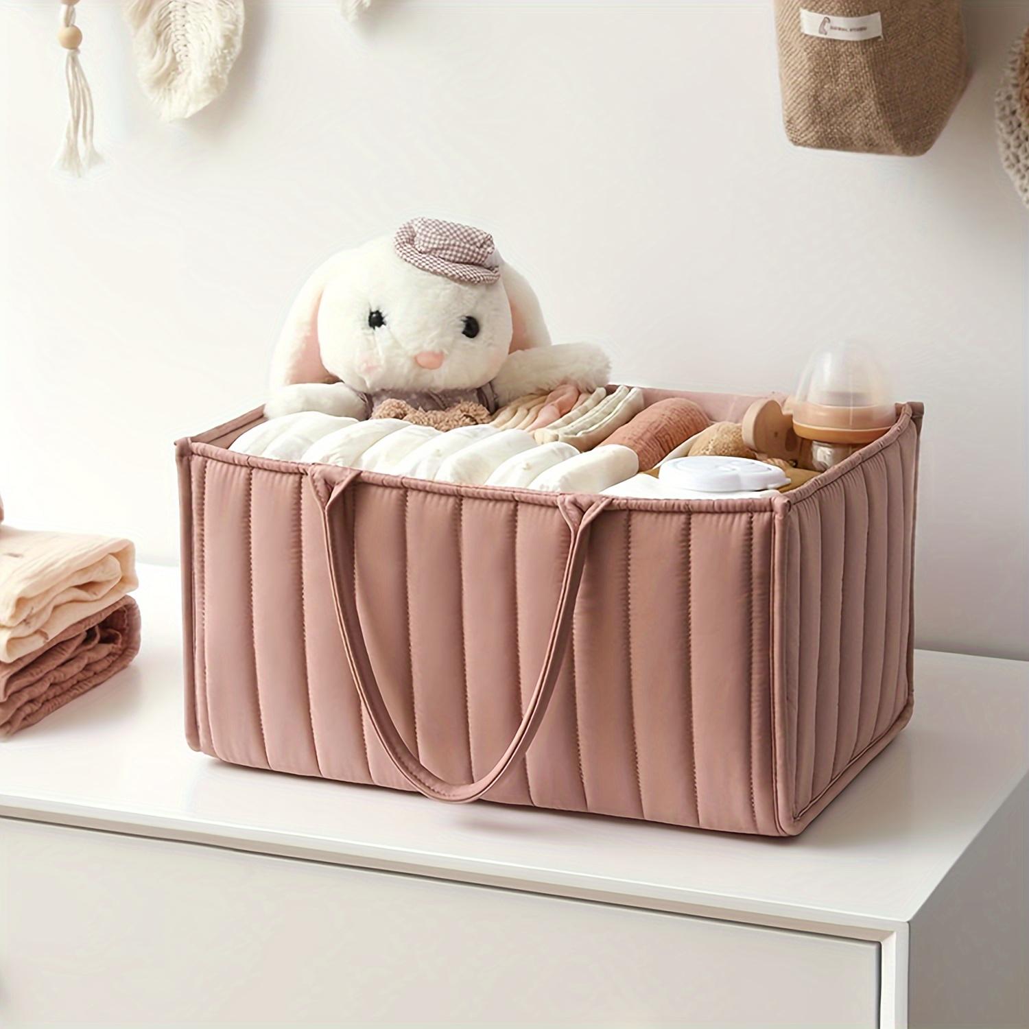 Diaper storage basket, foldable for storage when in use, space-saving, well-organized compartments, items can be arranged in order, easy to access