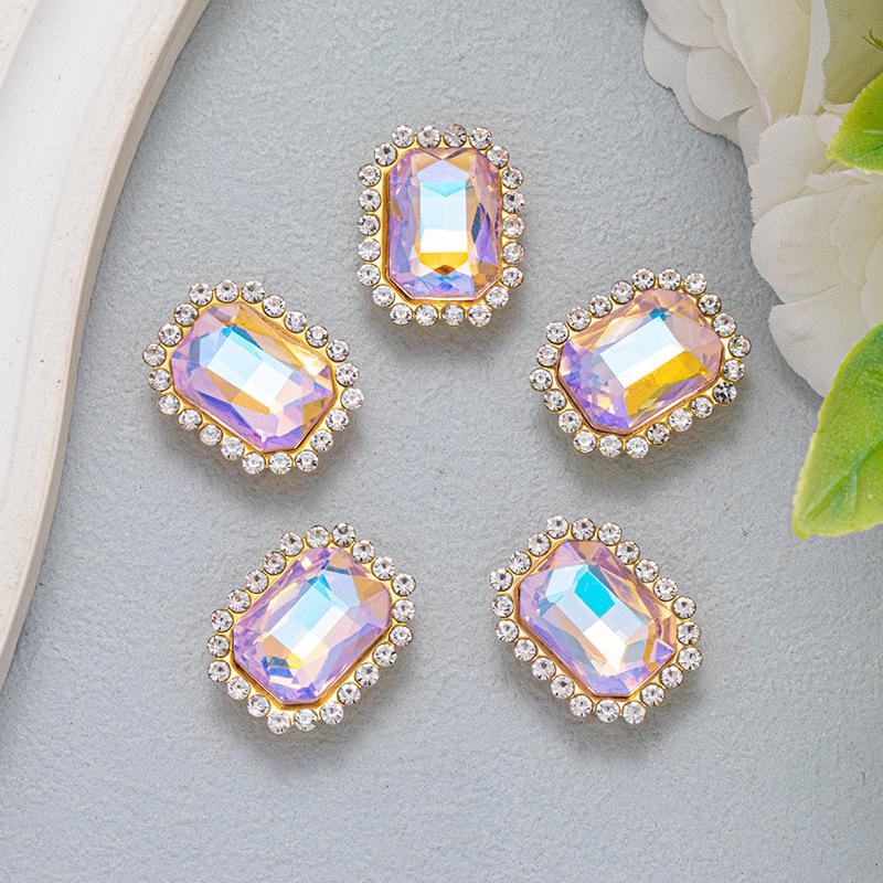 Adhesive DIY hand-sewn rectangular double-layer bow hardware for Crocs shoes and bags accessories