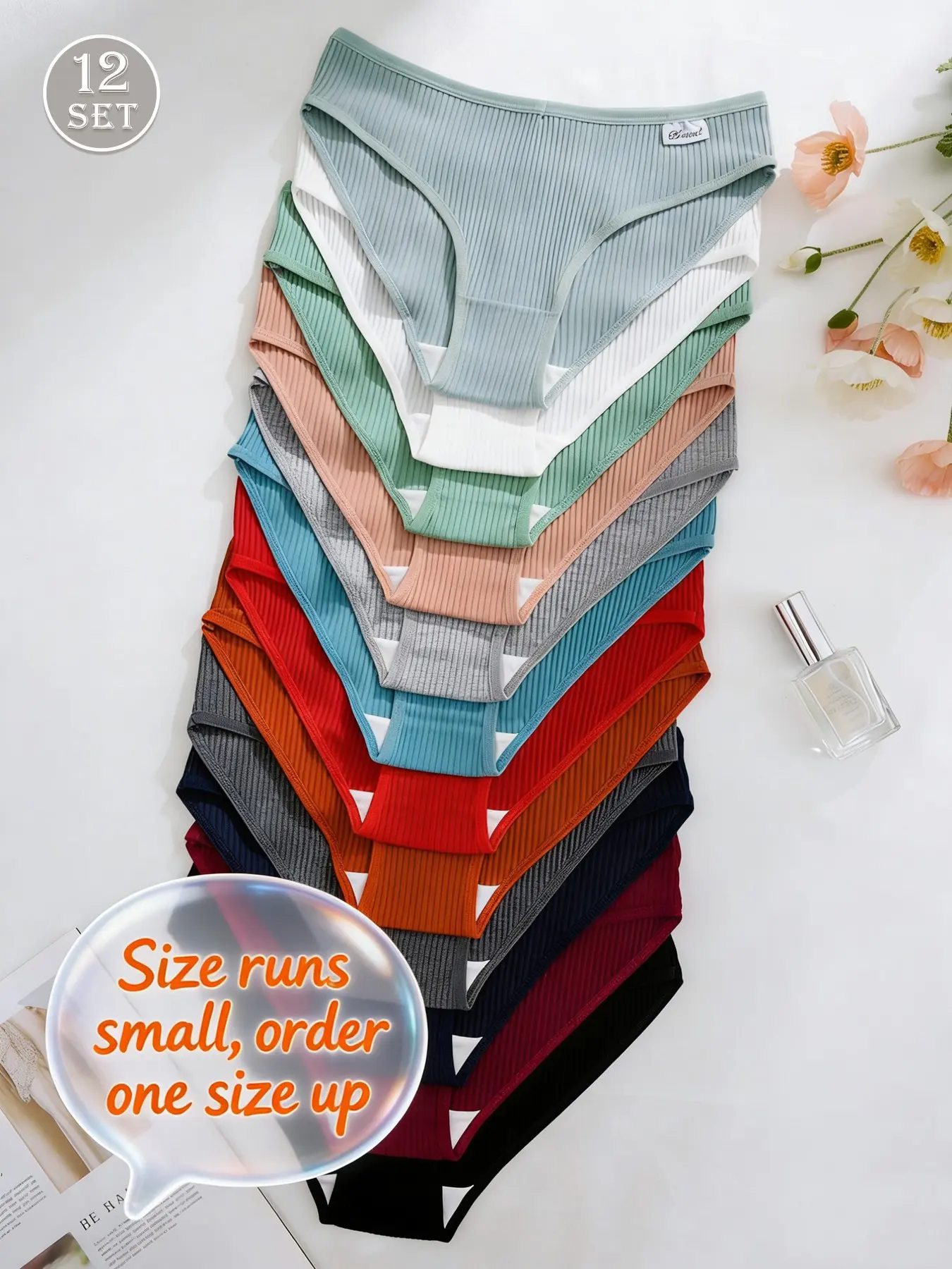 Comfortable Women's Thong Panties Pack, 7/12 Pcs Fitted Design, Plain Pattern, Moderate Fabric Thickness Knit, Casual Style for All Seasons, Everyday, Fashion Comfy Underwear, Casual Comfy Panty