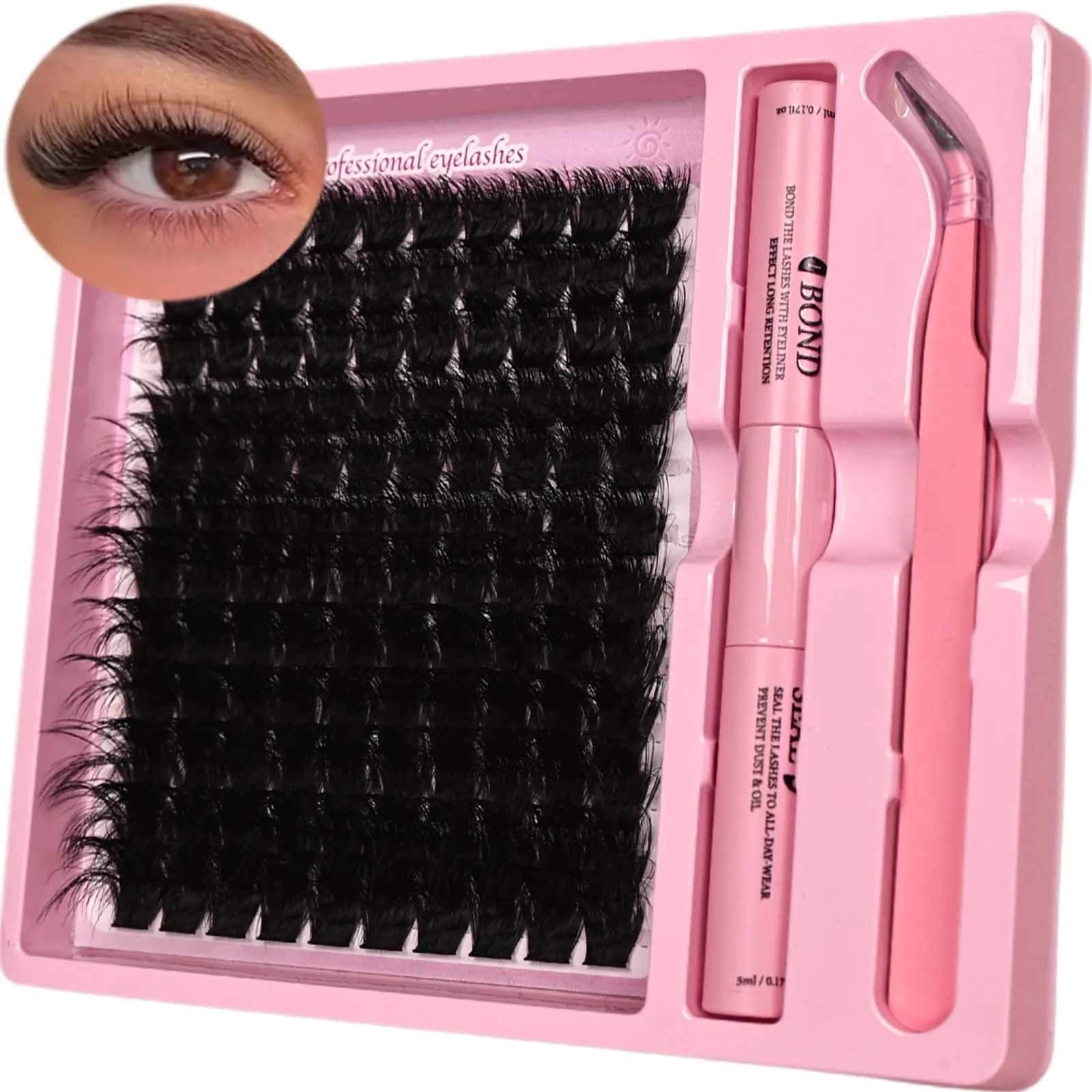 DIY Cluster Lash Extension Kit D Curl Wispy Individual Lash Clusters With Lash Bond And Tweezers Reusable False Eyelash Clusters Set