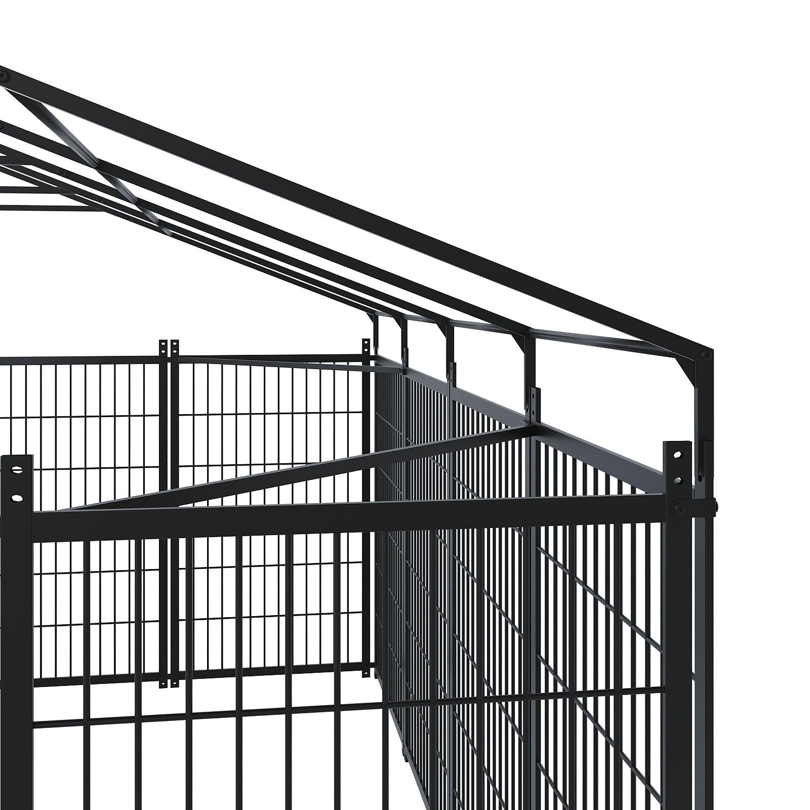 [Bellemave]Large Dog Kennel Outdoor Pet Pens Dogs Run Enclosure Animal Hutch Metal Coop Fence with Roof Cover.9.62'L x 9.35'W x 6.18'H.