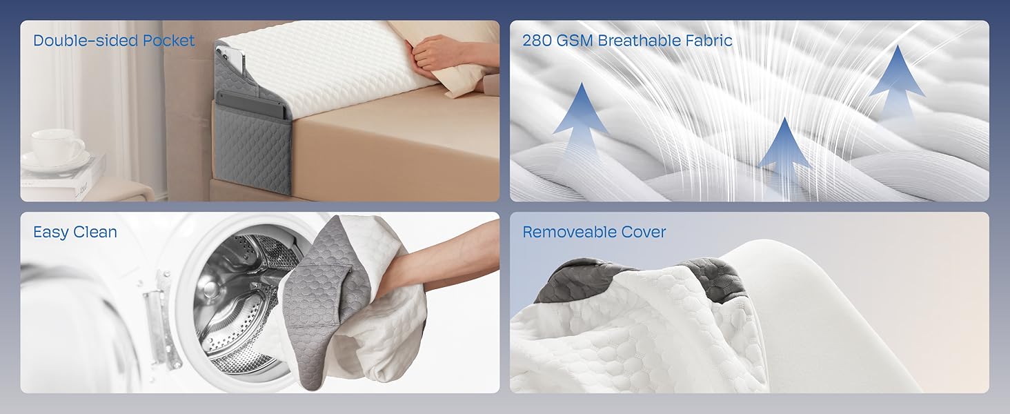 Full Size Wedge Pillow Headboard for Bed Gap Filler, Bed Wedge Pillow for Headboard Gap (0-8") Ergonomic Mattress Wedge Gap Filler for Stop Pillows, Phones & Items Falling Down(54"X10"X6")