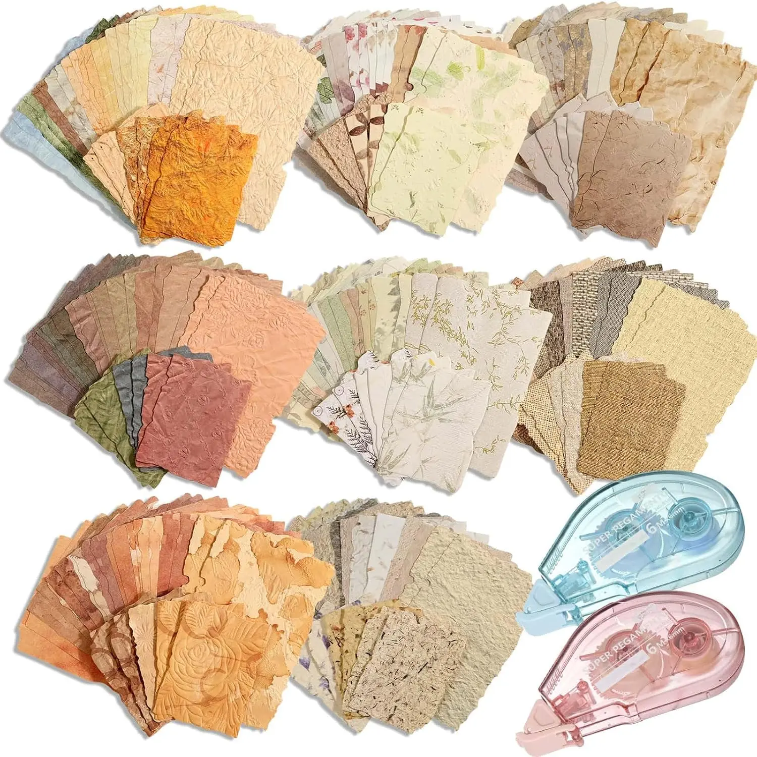 226-Sheet Modern Scrapbook Paper Kit, Scrapbook Supplies with Photo Tapes, Textured Craft Paper for Junk Journal & Planner Crafting Embellishments