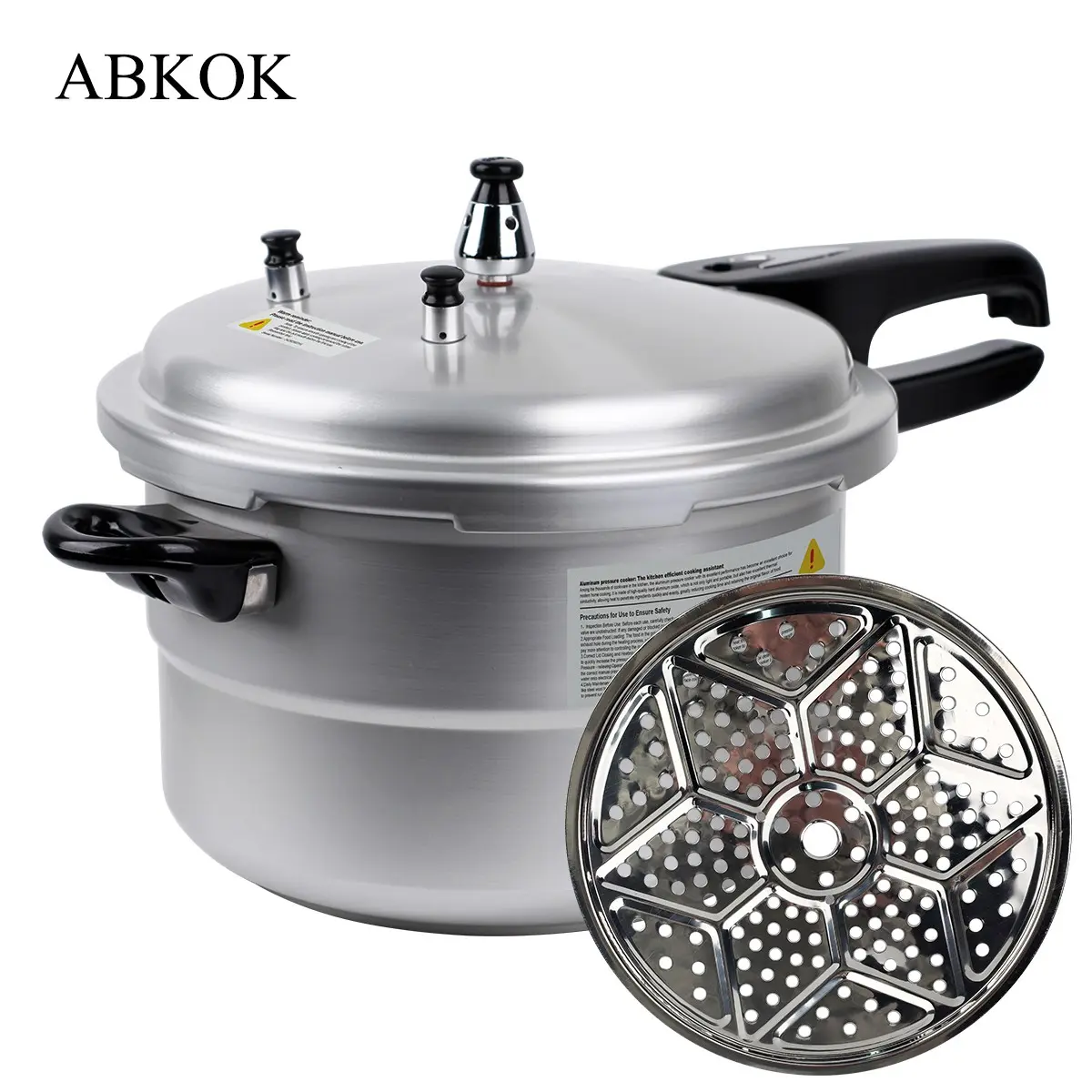9L (9.5QT) Capacity Aluminum Pressure Cooker with Steaming Rack, 26cm Wide Bottom Cooking Pressure Pot with Secure Lock Safety Lid, Multi-use Cookware for Steaming, Stewing Meat, Soup, Compatible with Induction, Gas, Electric Stoves